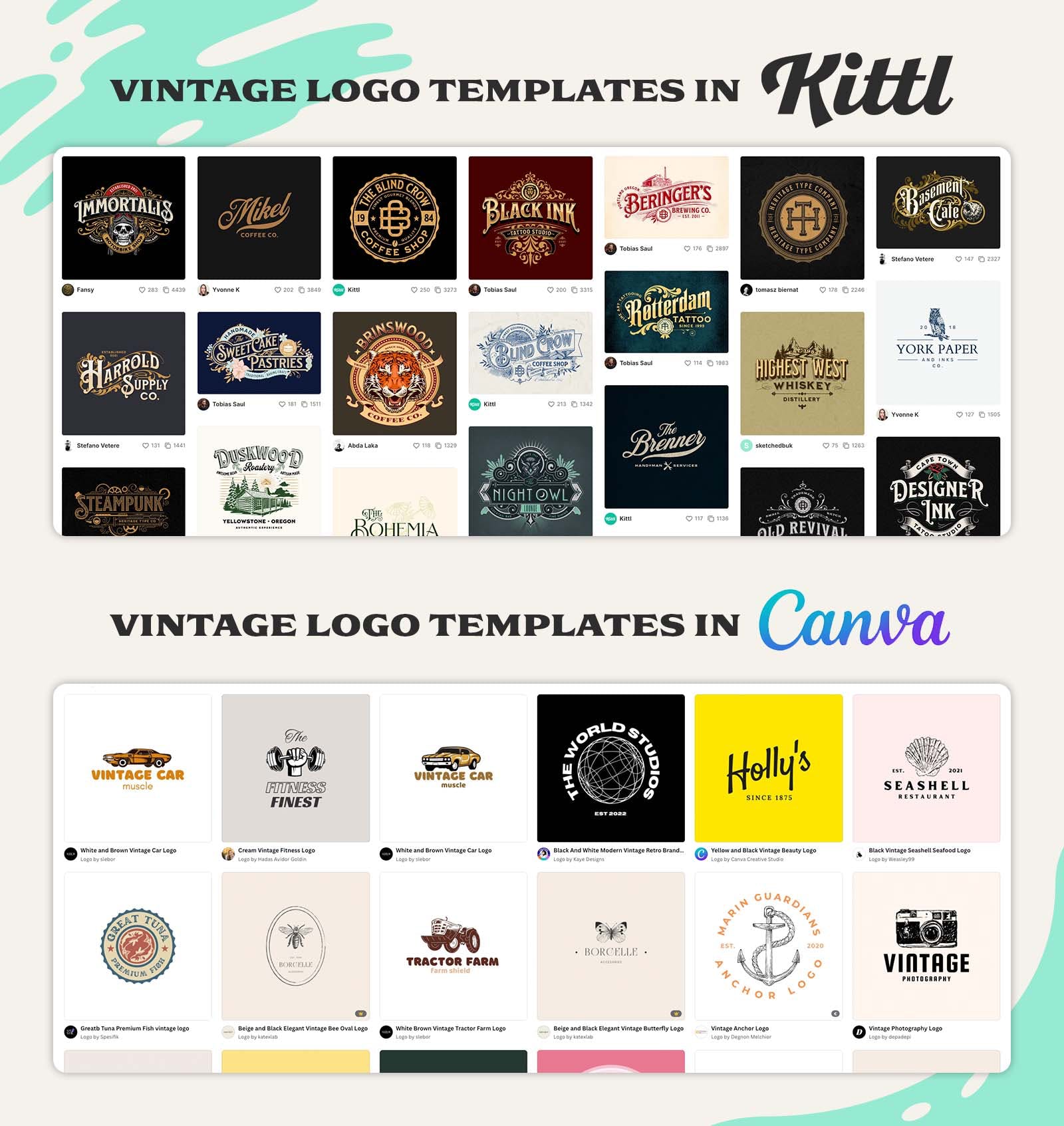 Vintage logo design templates Kittl vs. Canva