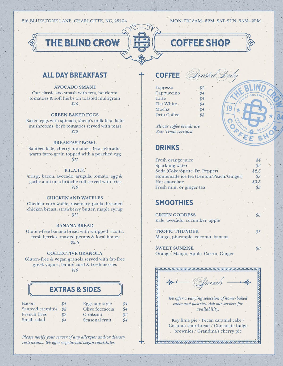 Vintage-inspired coffee shop menue design template in Kittl