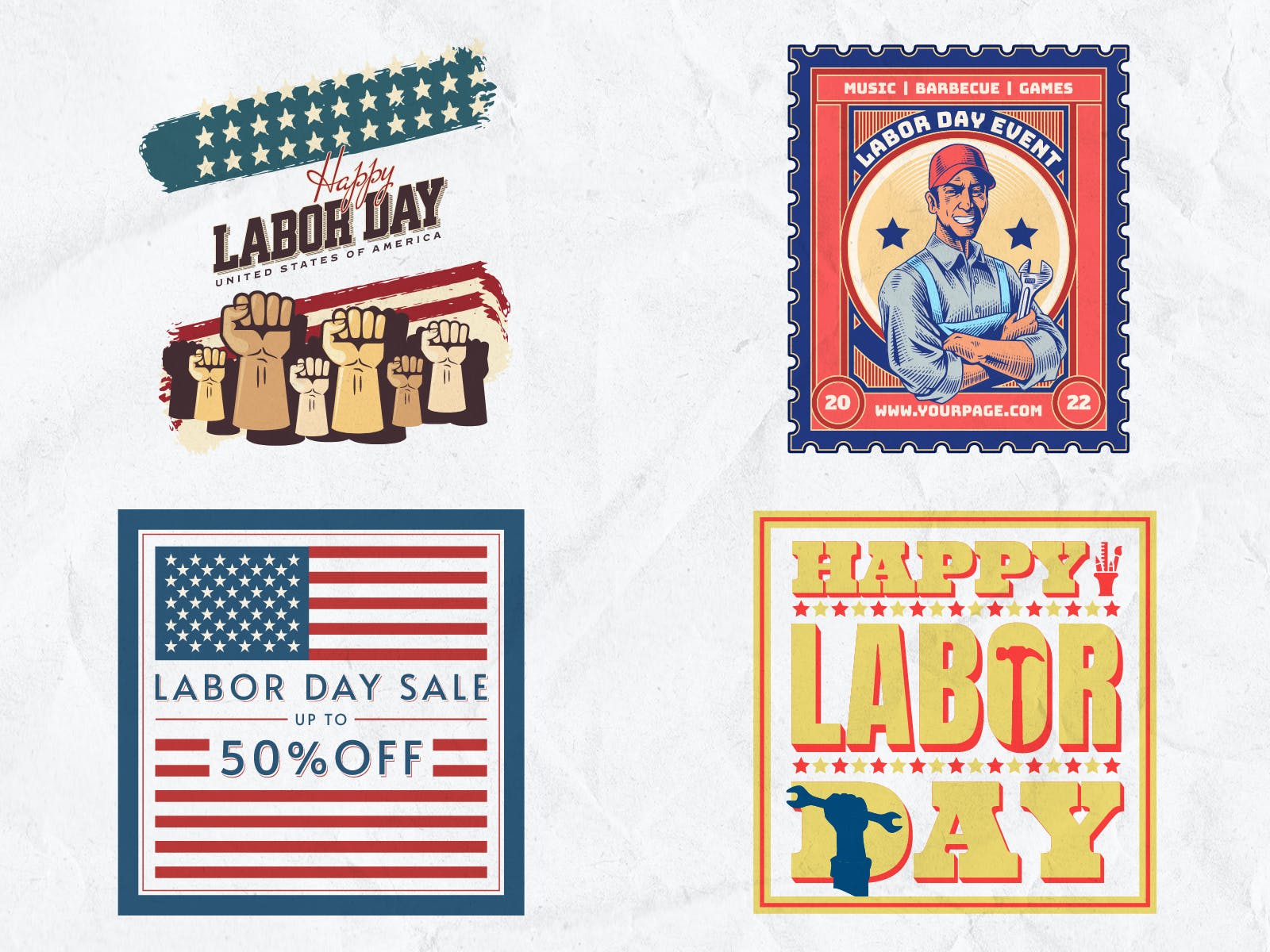 Labor Day Social Media Social Post: Labor Day-themed social media post designs