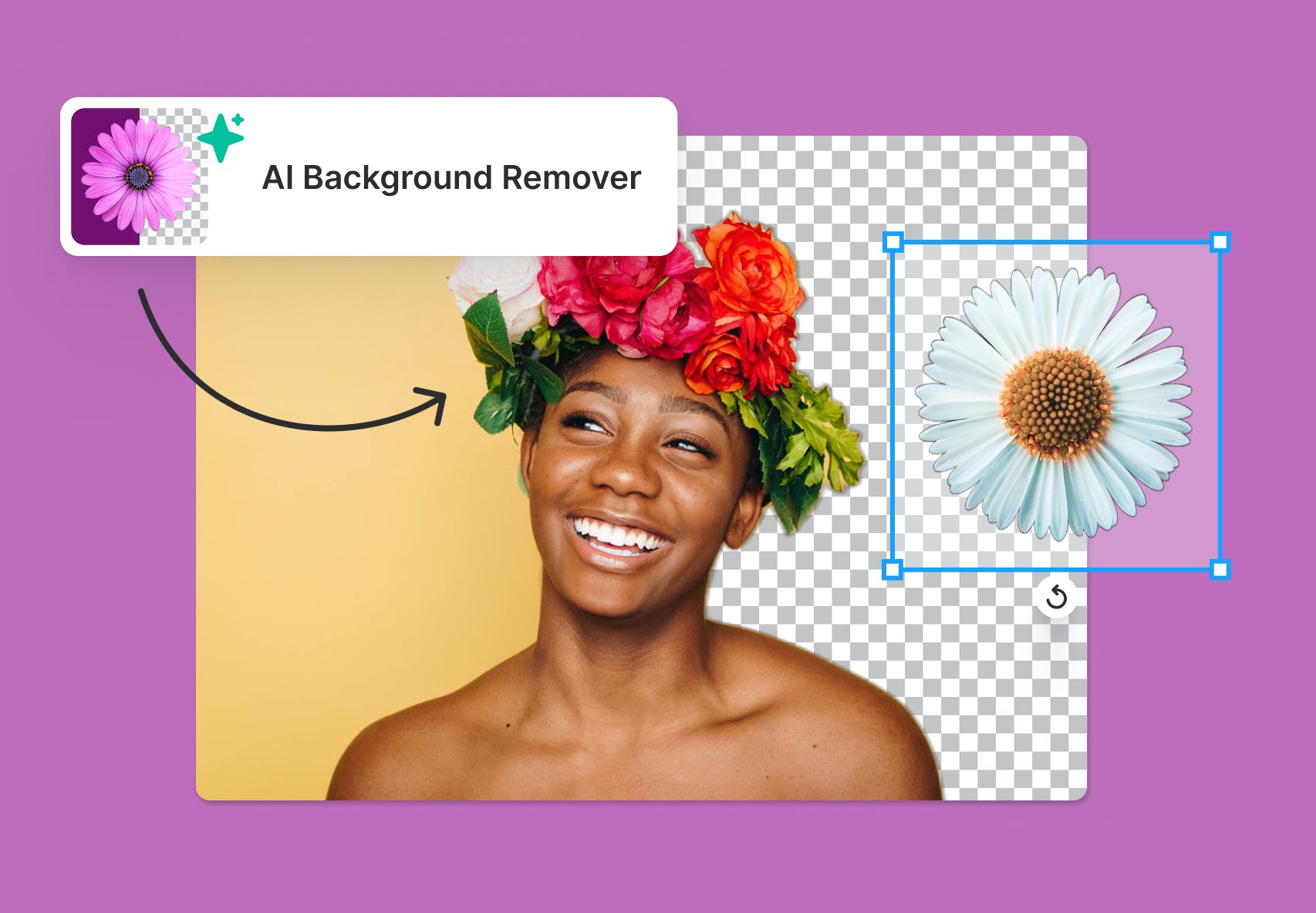 demo of the AI Background remover in the Kittl Editor