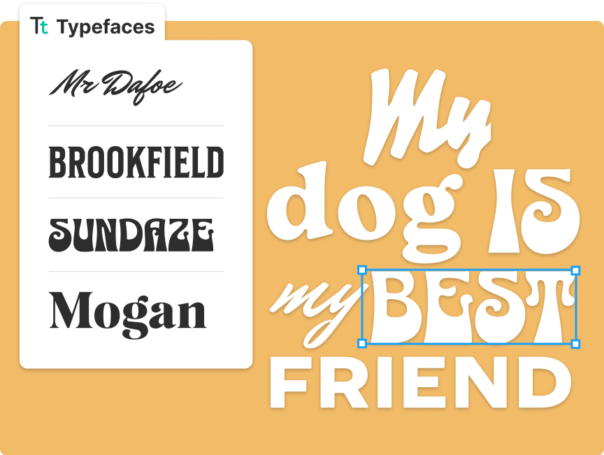 Large selection of fonts to create personalized Y2K logo designs in Kittl