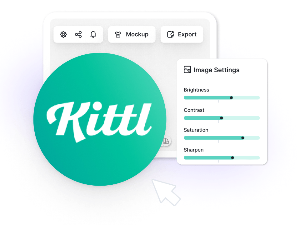 Kittl logo and different functionality available in the invitation maker tool.