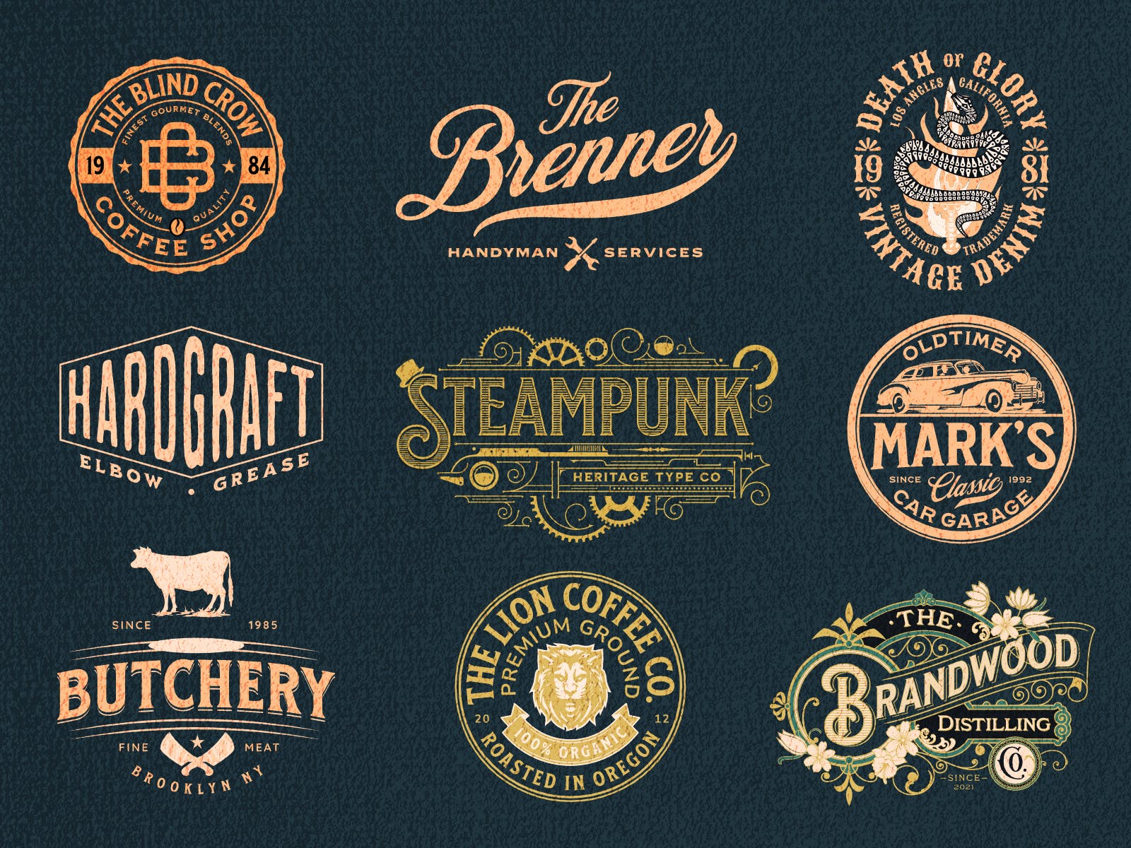 collection of vintage vector logo templates available in Kittl
