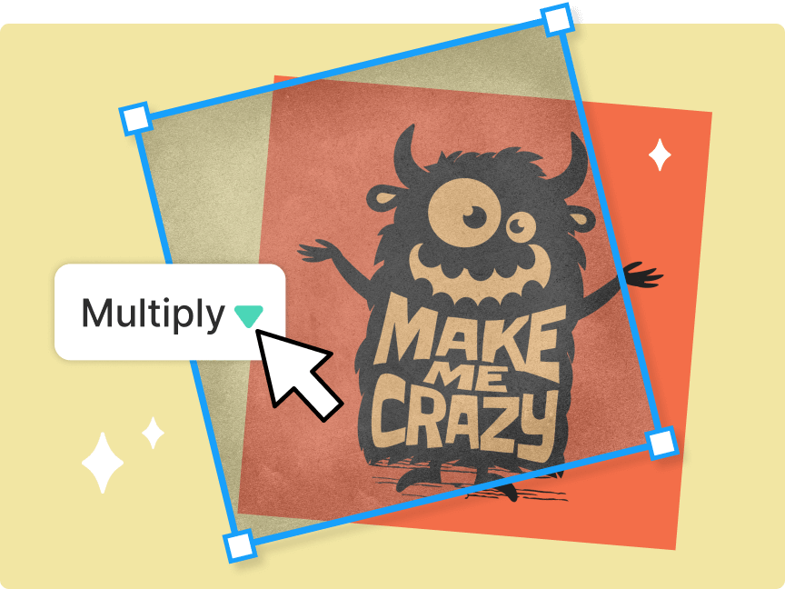 Grunge texture being added to fun monster illustration with multiply setting. 